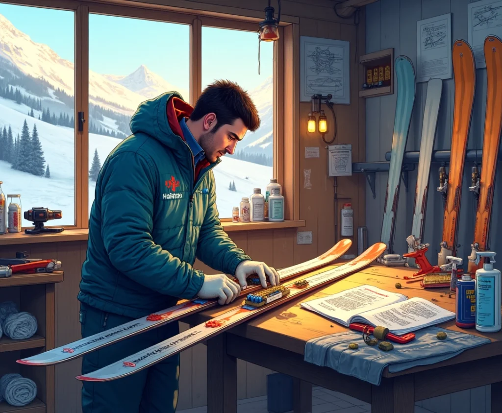 illustration d'un homme qui farte ses skis